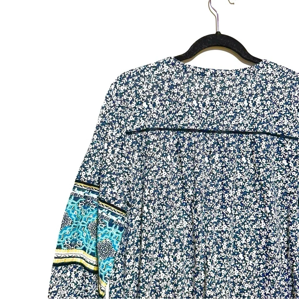 J. Jill Cotton Blend Floral Print Boho Tunic Top In Petite Large Multicolored - Picture 7 of 10